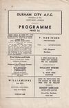 Durham City v Tranmere Rovers Match Programme 1957-12-07