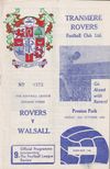 Tranmere Rovers v Walsall Match Programme 1968-10-25