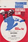 Tranmere Rovers v Bury Match Programme 1969-09-20