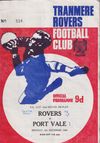 Tranmere Rovers v Port Vale Match Programme 1969-12-08