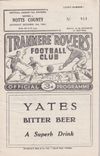 Tranmere Rovers v Notts County Match Programme 1960-12-10