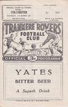 Tranmere Rovers v Colchester United Match Programme 1961-03-11