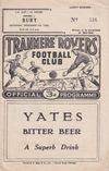 Tranmere Rovers v Bury Match Programme 1960-11-05