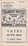 Tranmere Rovers v Carlisle United Match Programme 1961-10-02