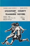 Stockport County v Tranmere Rovers Match Programme 1976-04-19