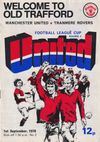 Manchester United v Tranmere Rovers Match Programme 1976-09-01