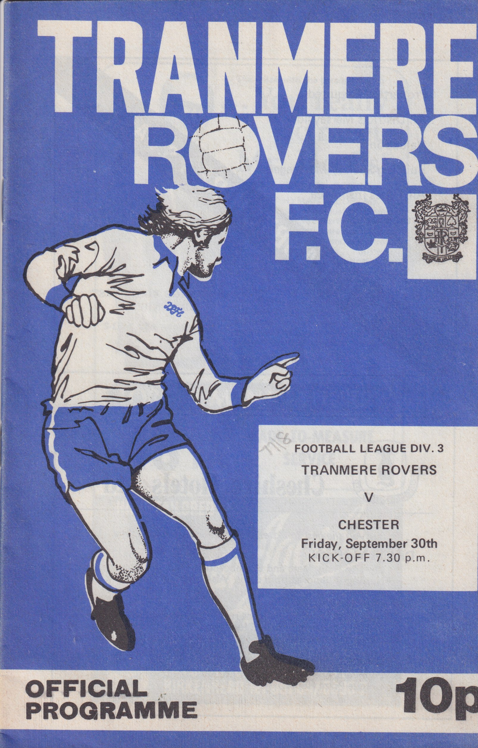 Match Programme For {home}} 5-0 Chester, League, 1977-09-30