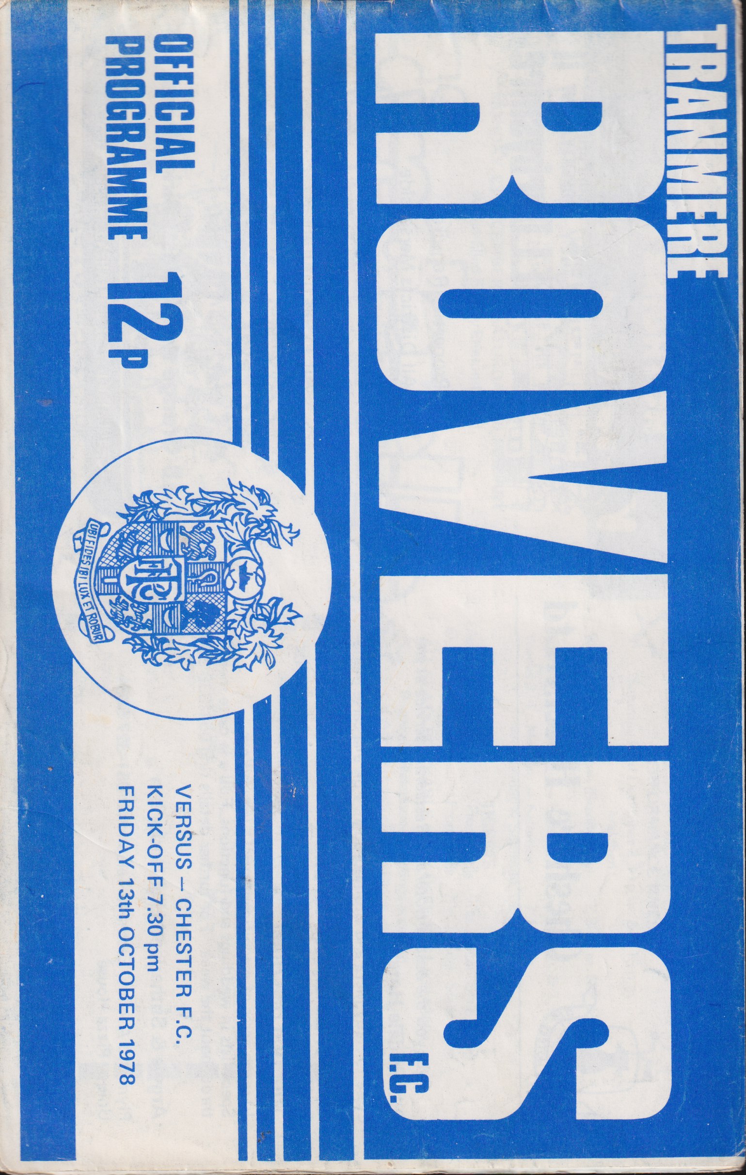 Match Programme For {home}} 6-2 Chester, League, 1978-10-13