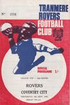 Tranmere Rovers v Coventry City Match Programme 1970-09-09