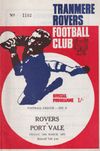 Tranmere Rovers v Port Vale Match Programme 1971-03-22