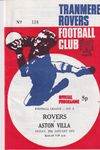Tranmere Rovers v Aston Villa Match Programme 1972-01-28