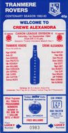 Tranmere Rovers v Crewe Alexandra Match Programme 1984-09-01