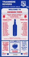 Tranmere Rovers v Swindon Town Match Programme 1984-09-14