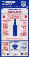 Tranmere Rovers v Halifax Town Match Programme 1984-09-17