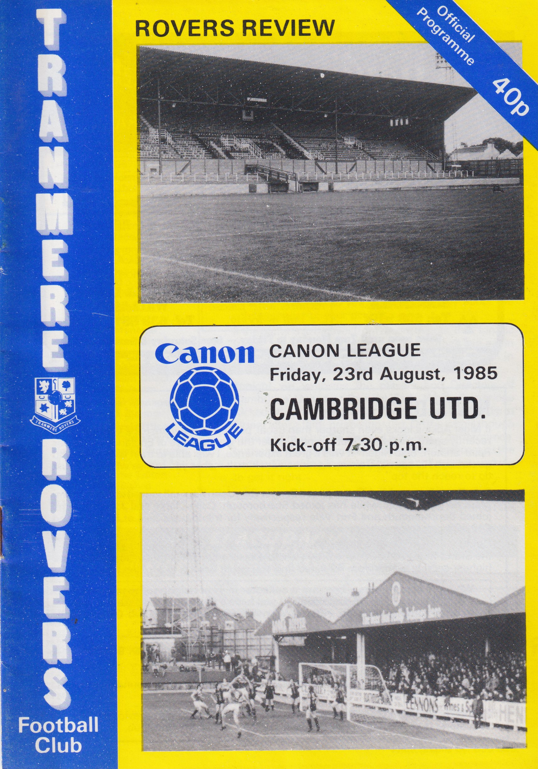 Match Programme For {home}} 6-2 Cambridge United, League, 1985-08-23