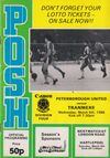 Peterborough United v Tranmere Rovers Match Programme 1986-03-05