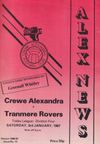 Crewe Alexandra v Tranmere Rovers Match Programme 1987-01-03