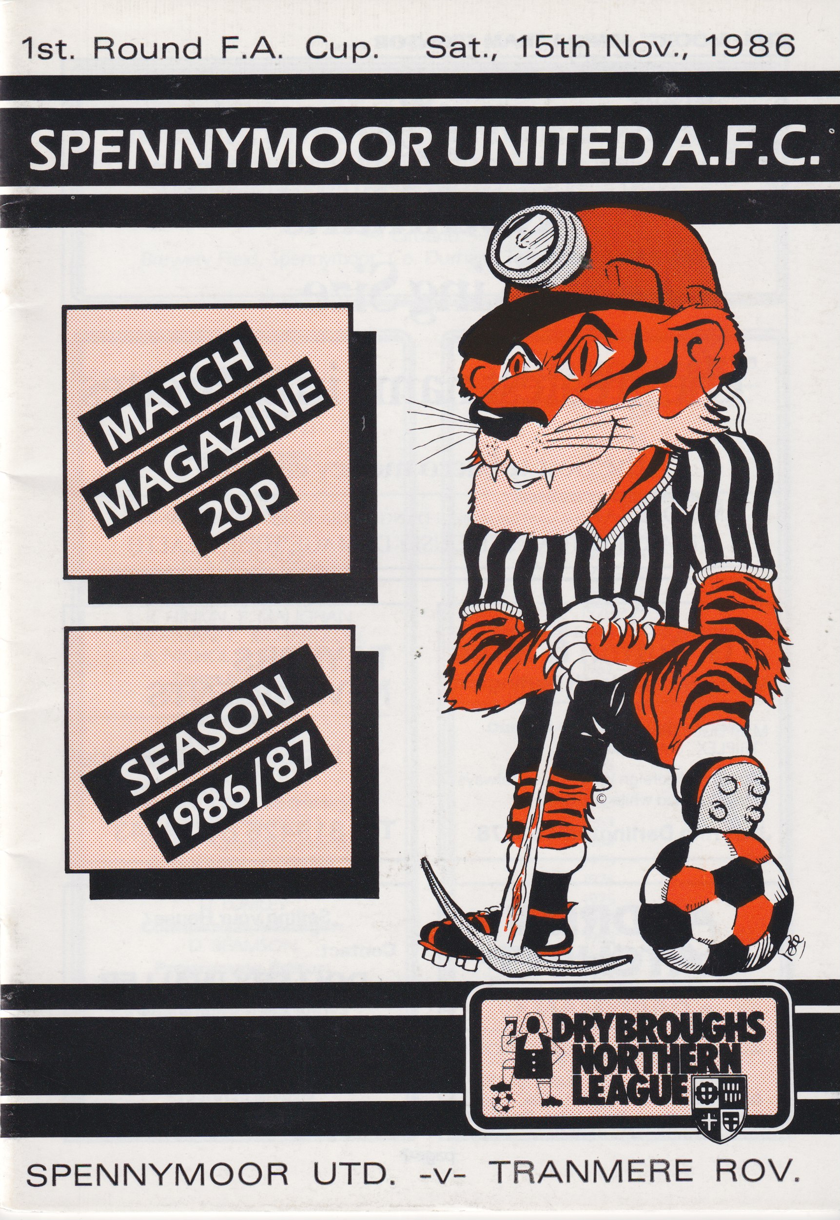 Match Programme For {home}} 2-3 Tranmere Rovers, FA Cup, 1986-11-15