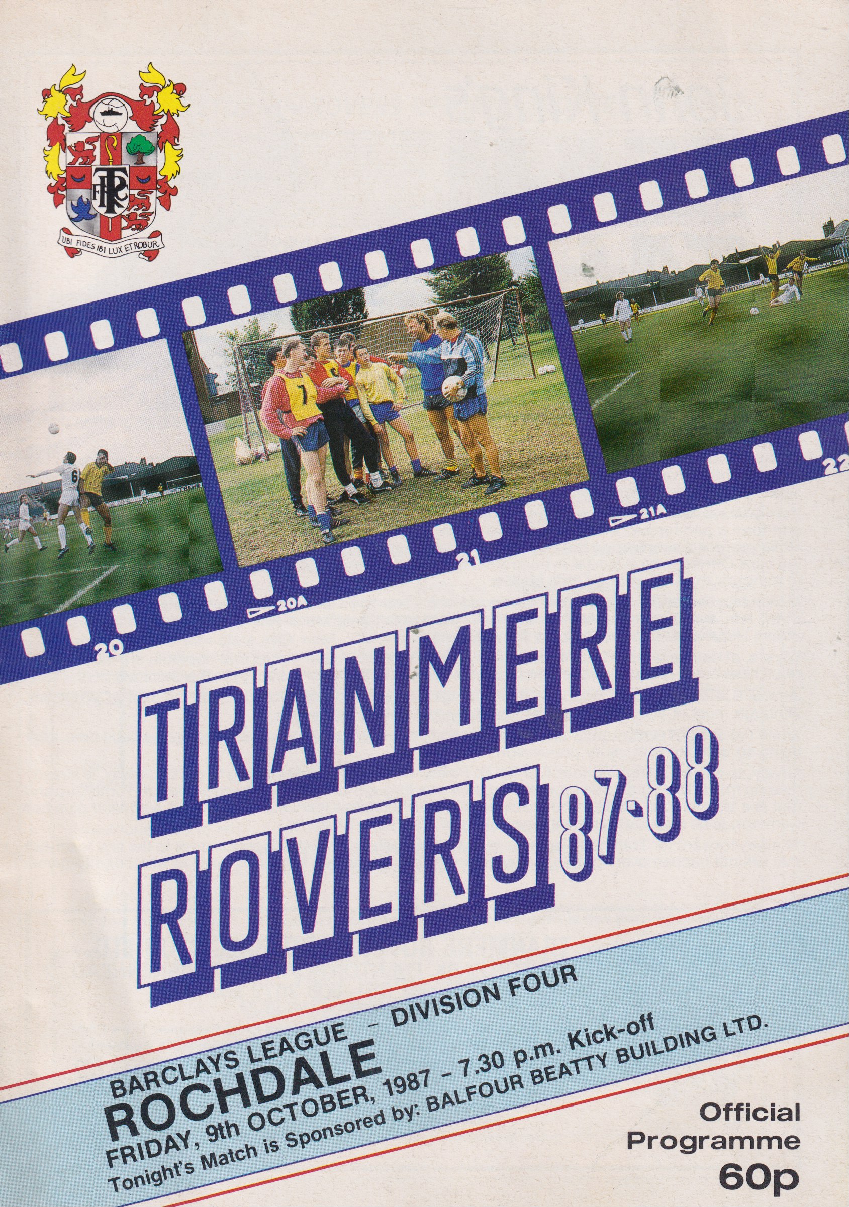 Match Programme For {home}} 6-1 Rochdale, League, 1987-10-09