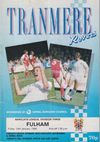 Tranmere Rovers v Fulham Match Programme 1990-01-19