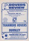 Tranmere Rovers v Burnley Match Programme 1981-09-01