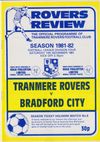 Tranmere Rovers v Bradford City Match Programme 1981-11-14