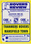 Tranmere Rovers v Mansfield Town Match Programme 1981-12-05