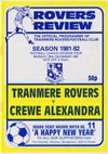 Tranmere Rovers v Crewe Alexandra Match Programme 1982-01-19
