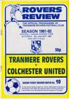 Tranmere Rovers v Colchester United Match Programme 1982-03-02
