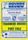 Tranmere Rovers v Port Vale Match Programme 1982-05-08