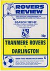 Tranmere Rovers v Darlington Match Programme 1981-09-29