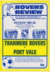 Tranmere Rovers v Port Vale Match Programme 1981-10-05