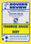 Tranmere Rovers v Bury Match Programme 1981-10-10