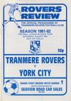 Tranmere Rovers v York City Match Programme 1981-08-29