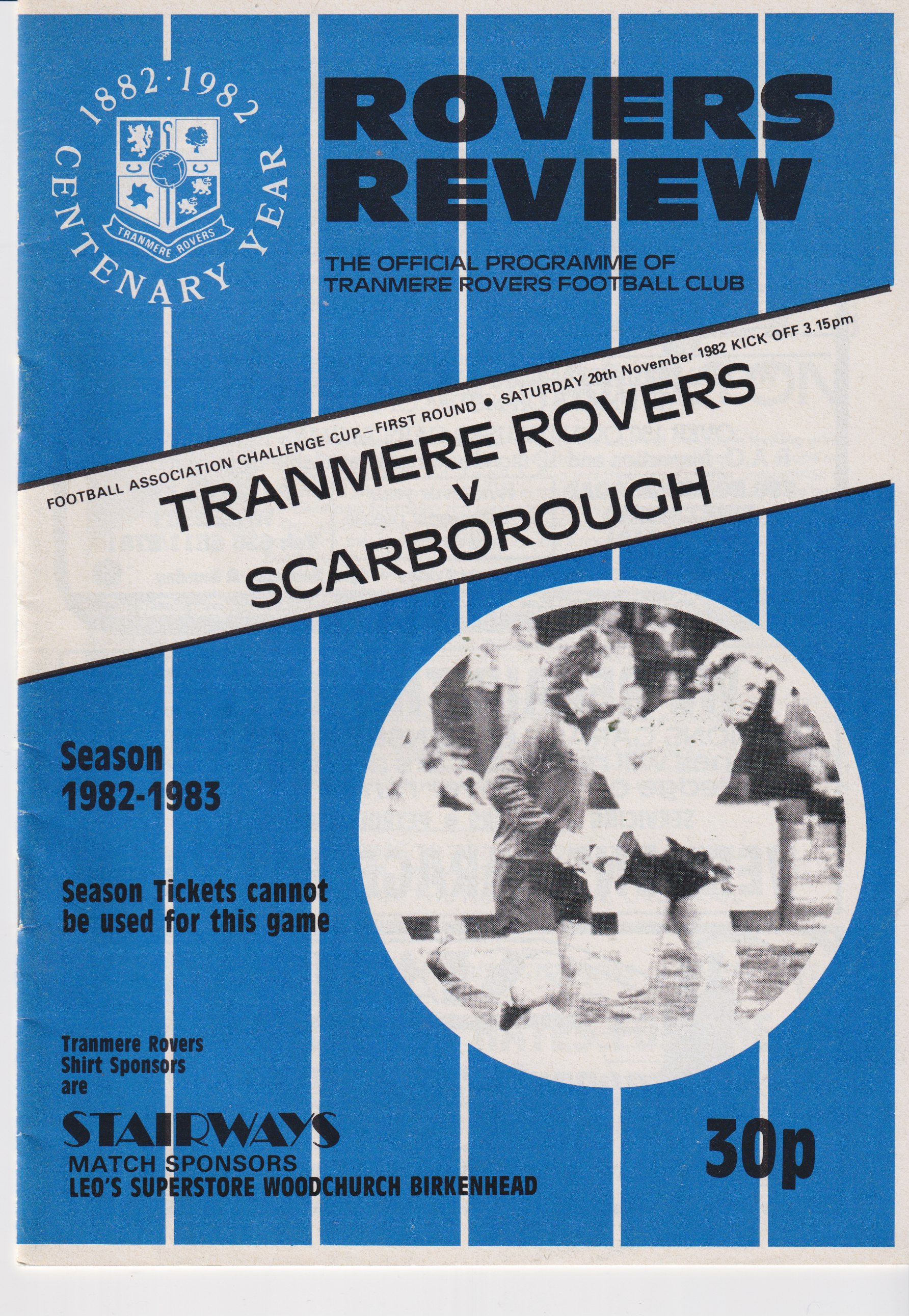 Match Programme For {home}} 4-2 Scarborough, FA Cup, 1982-11-20