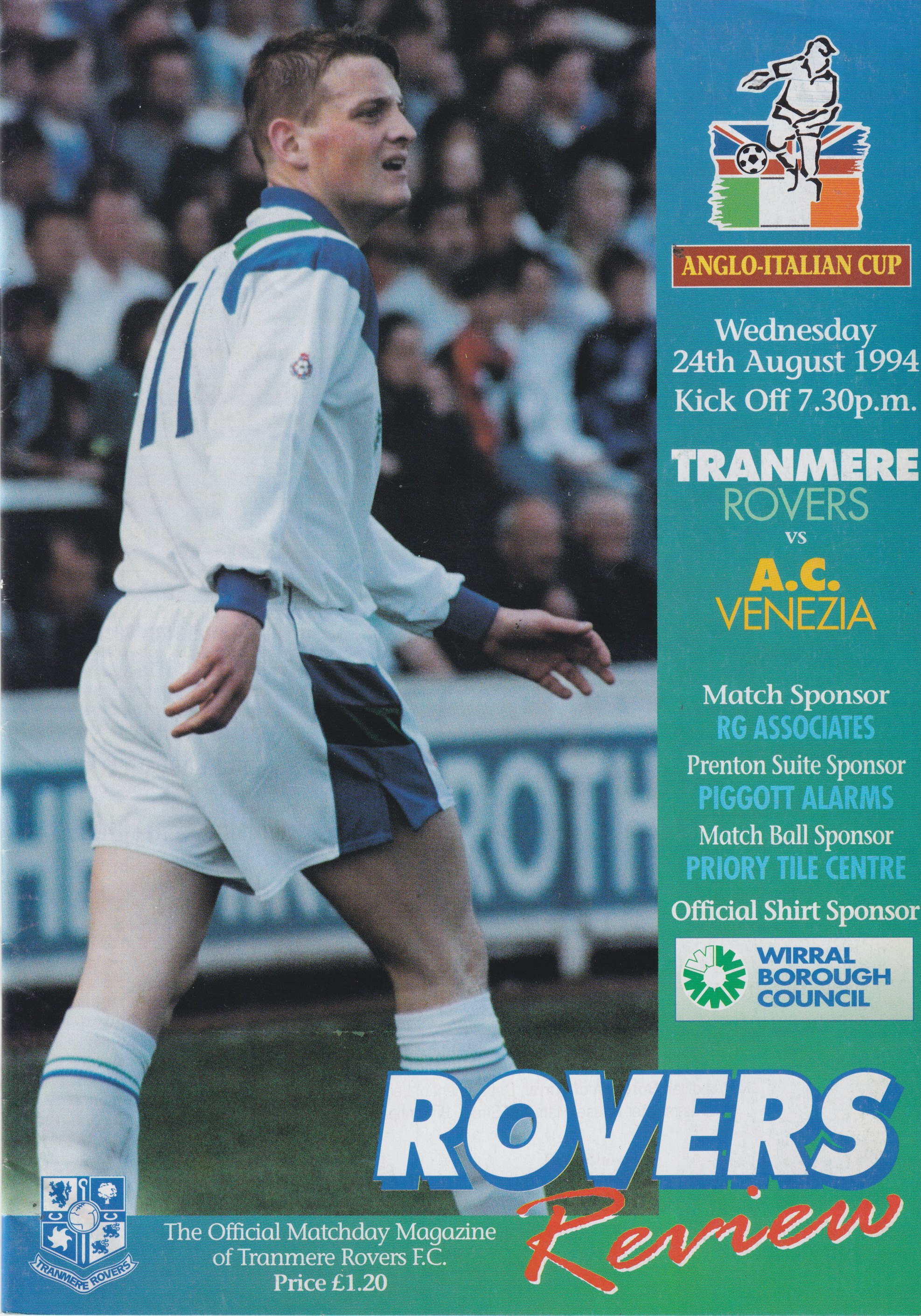 Match Programme For {home}} 2-2 Venezia, Anglo Italian Cup, 1994-08-24