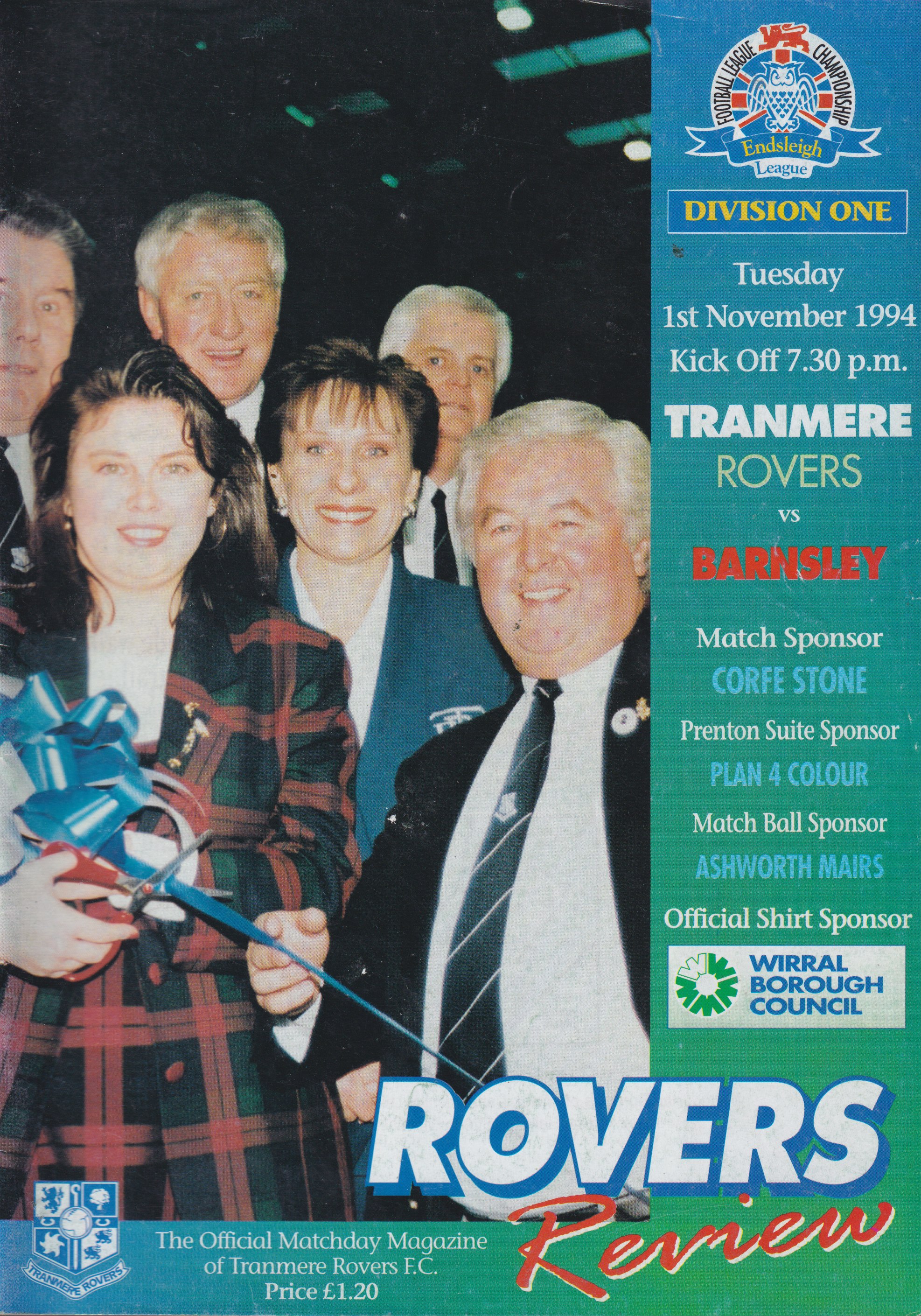 Match Programme For {home}} 6-1 Barnsley, League, 1994-11-01