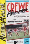 Crewe Alexandra v Tranmere Rovers Match Programme 1990-09-21