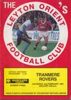 Leyton Orient v Tranmere Rovers Match Programme 1991-02-02