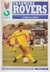 Tranmere Rovers v Cambridge United Match Programme 1991-10-18