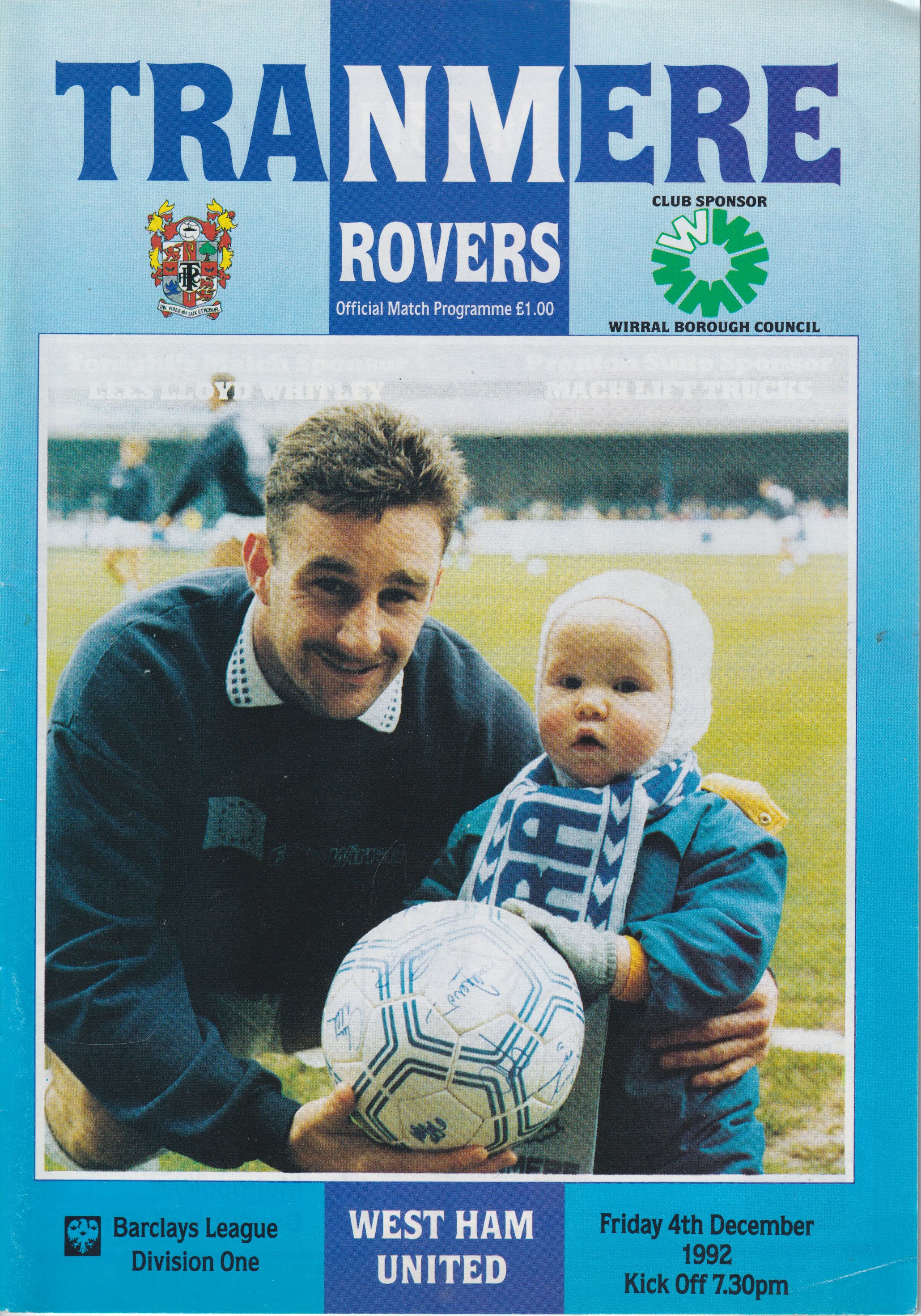 Match Programme For {home}} 5-2 West Ham United, League, 1992-12-04