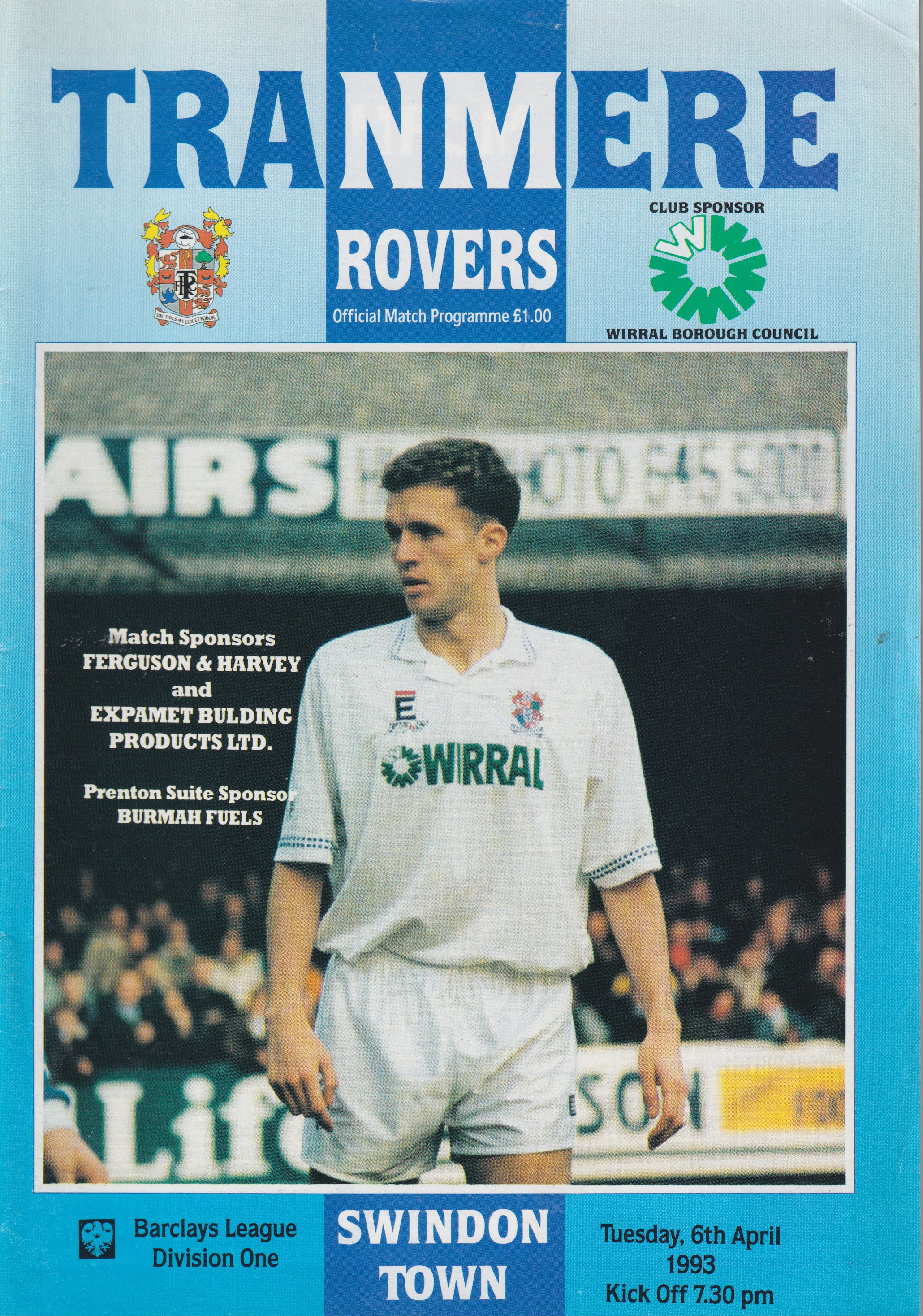 Match Programme For {home}} 3-1 Swindon Town, League, 1993-04-06