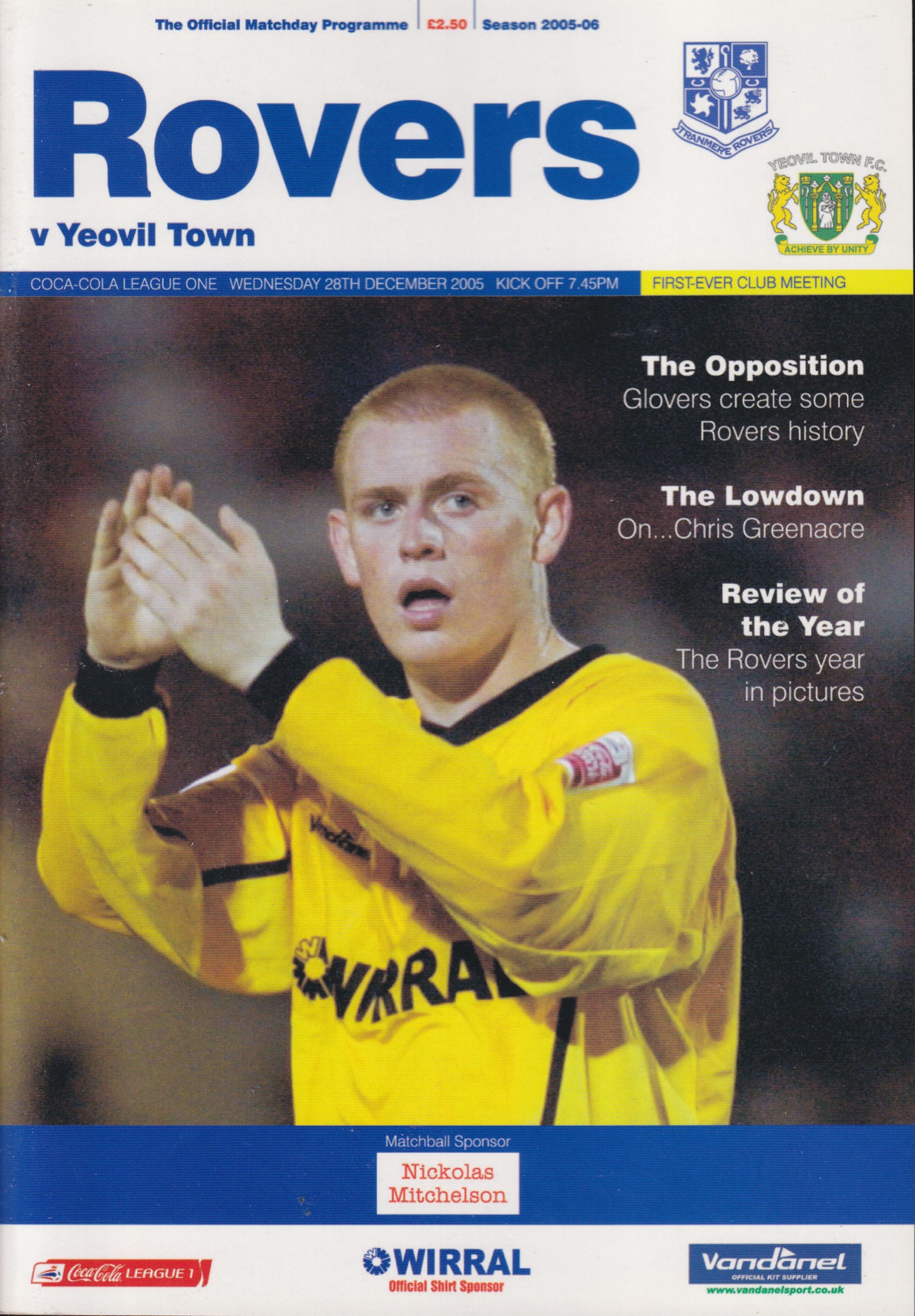 Match Programme For {home}} 4-1 Yeovil, League, 2005-12-28