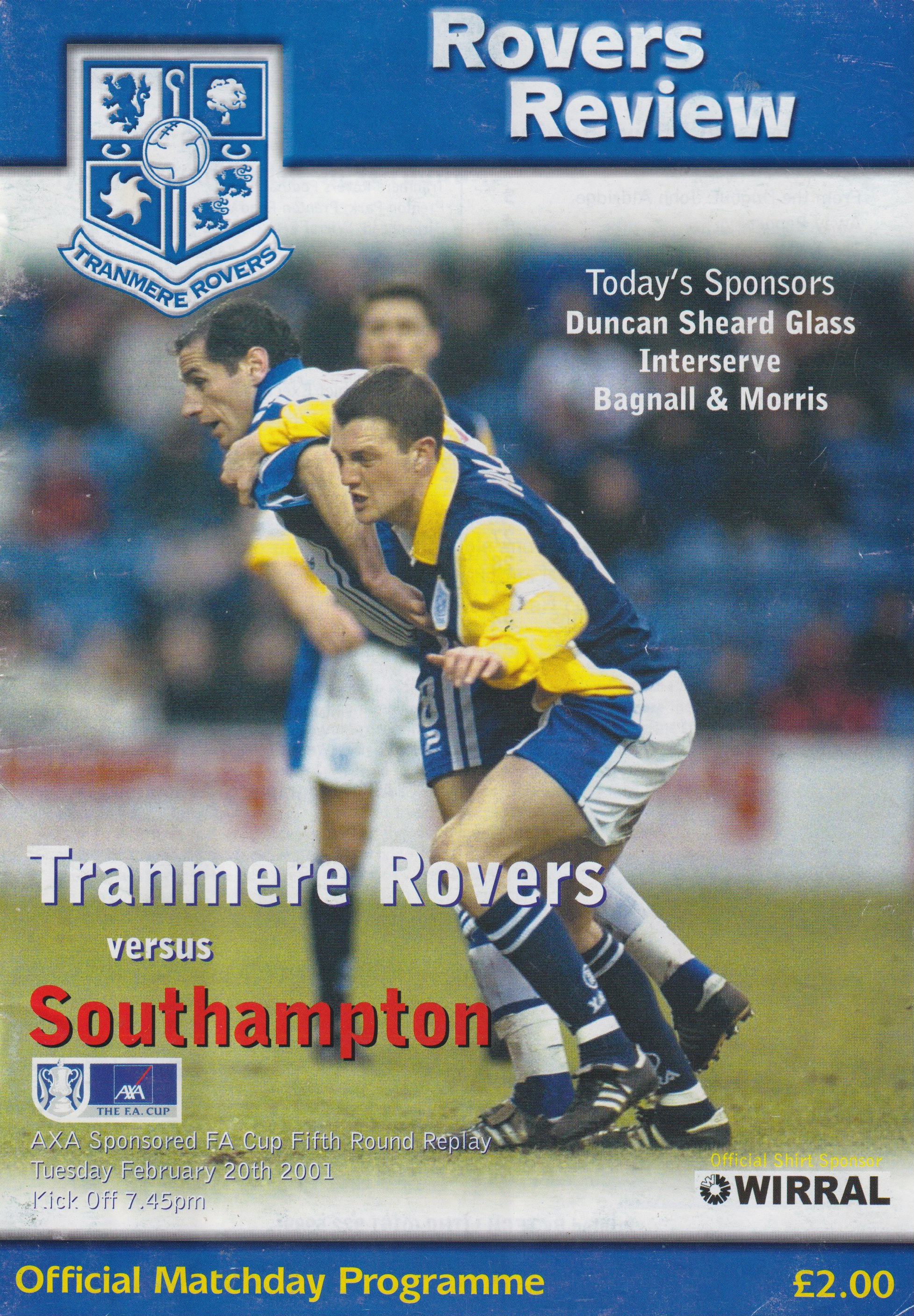 Match Programme For {home}} 4-3 Southampton, FA Cup, 2001-02-20