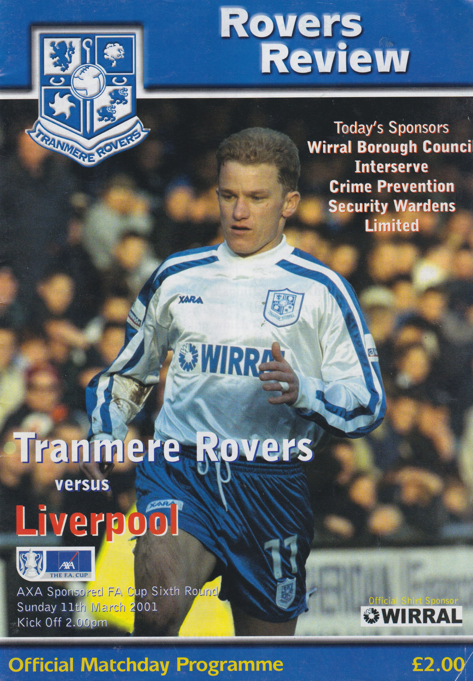 Match Programme For {home}} 2-4 Liverpool, FA Cup, 2001-03-11