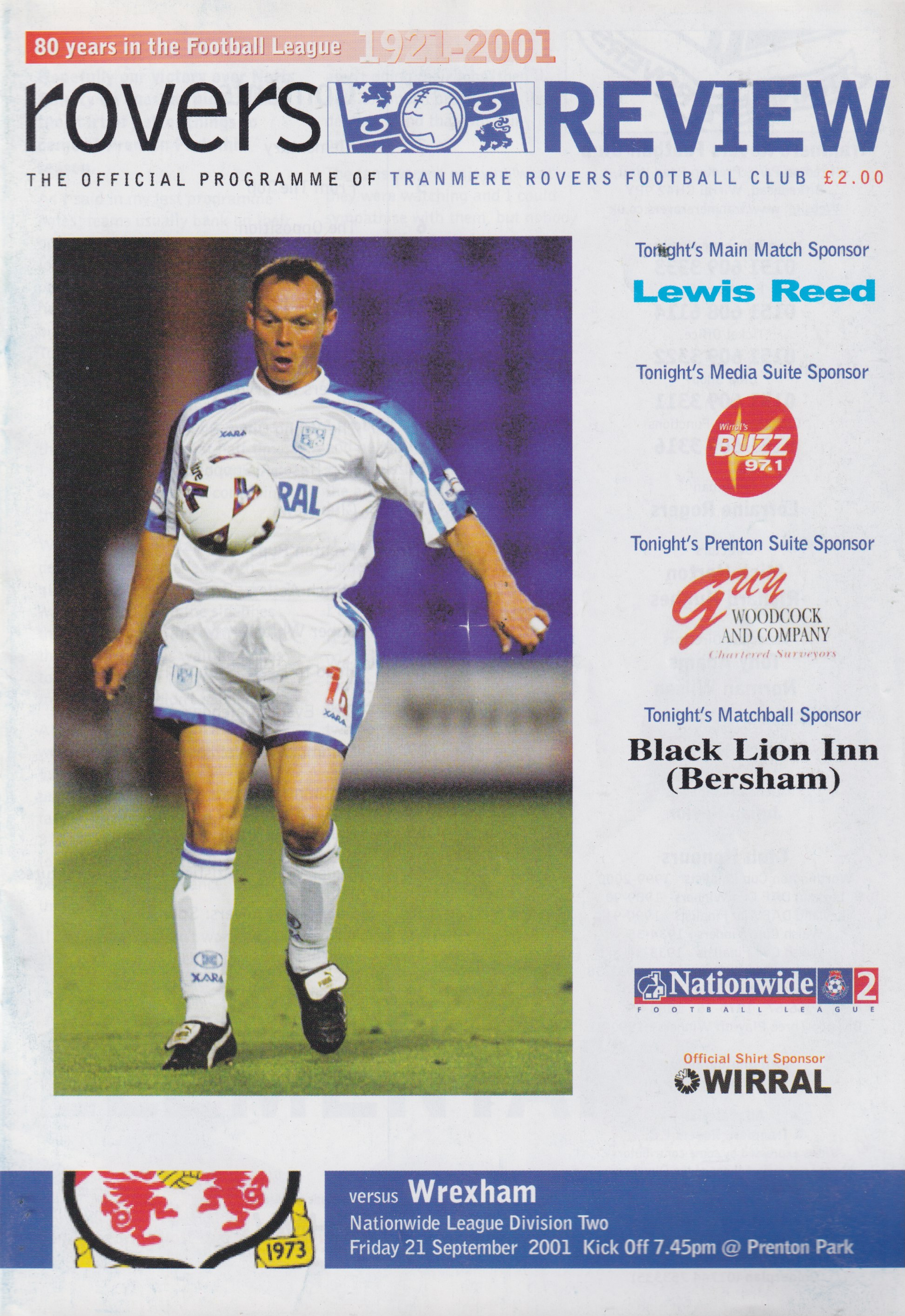 Match Programme For {home}} 5-0 Wrexham, League, 2001-09-21
