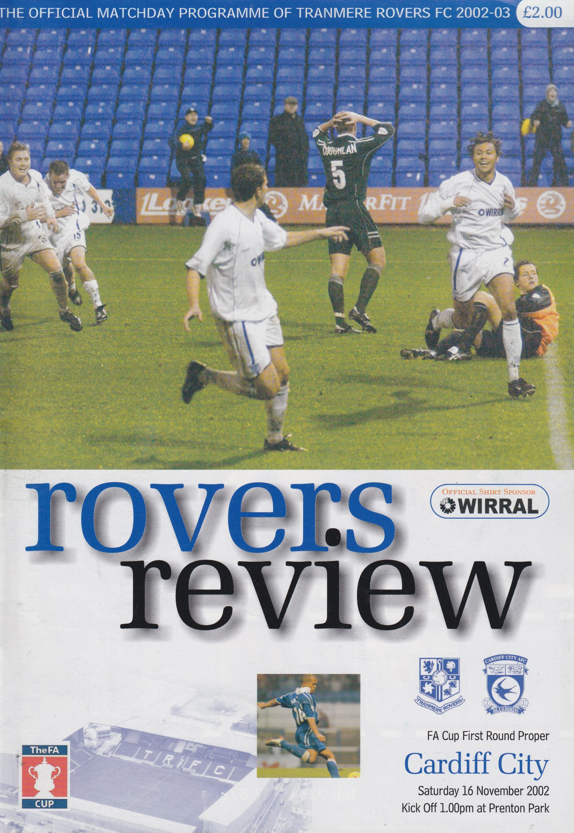 Match Programme For {home}} 2-2 Cardiff City, FA Cup, 2002-11-16