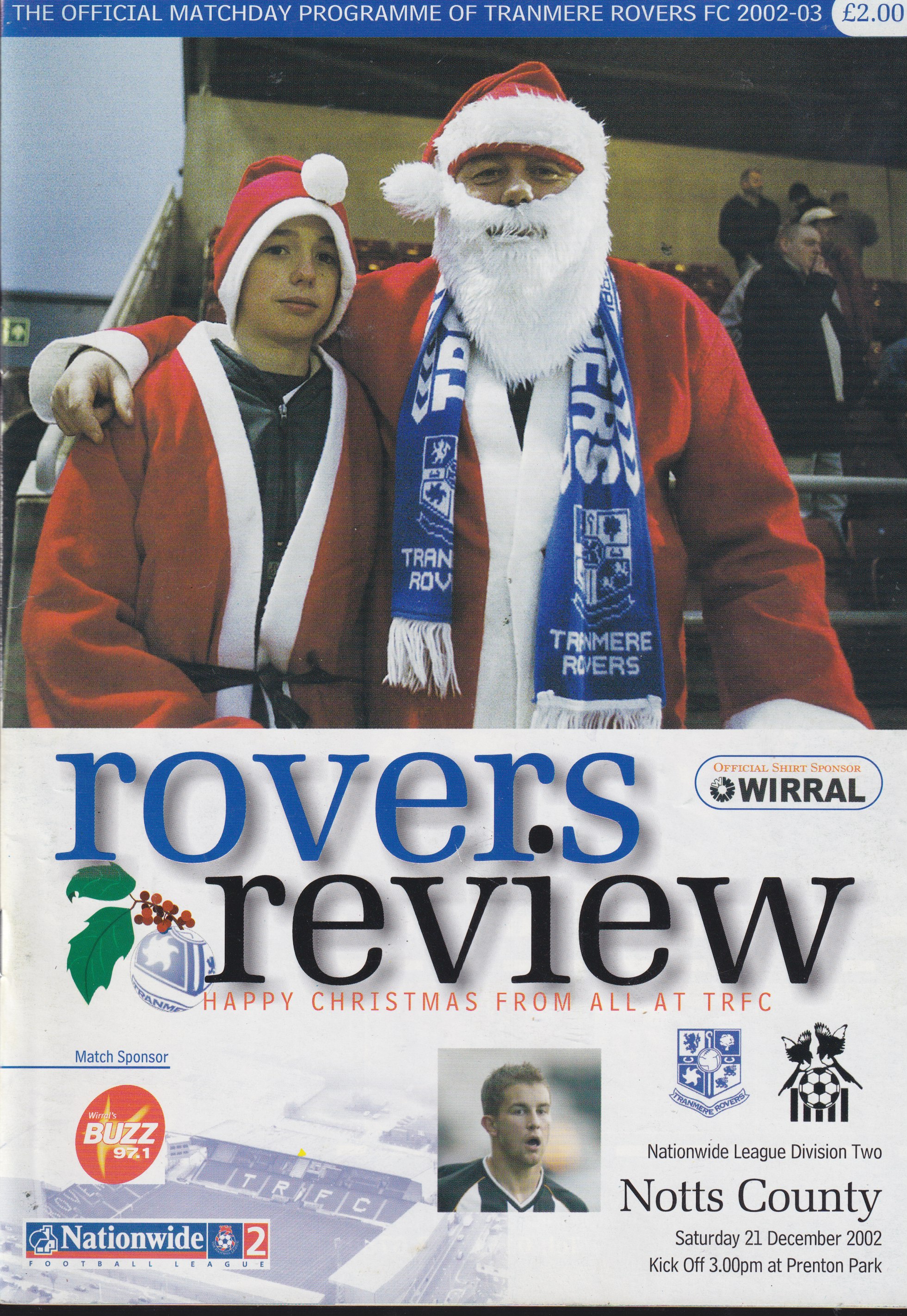Match Programme For {home}} 2-2 Notts County, League, 2002-12-21