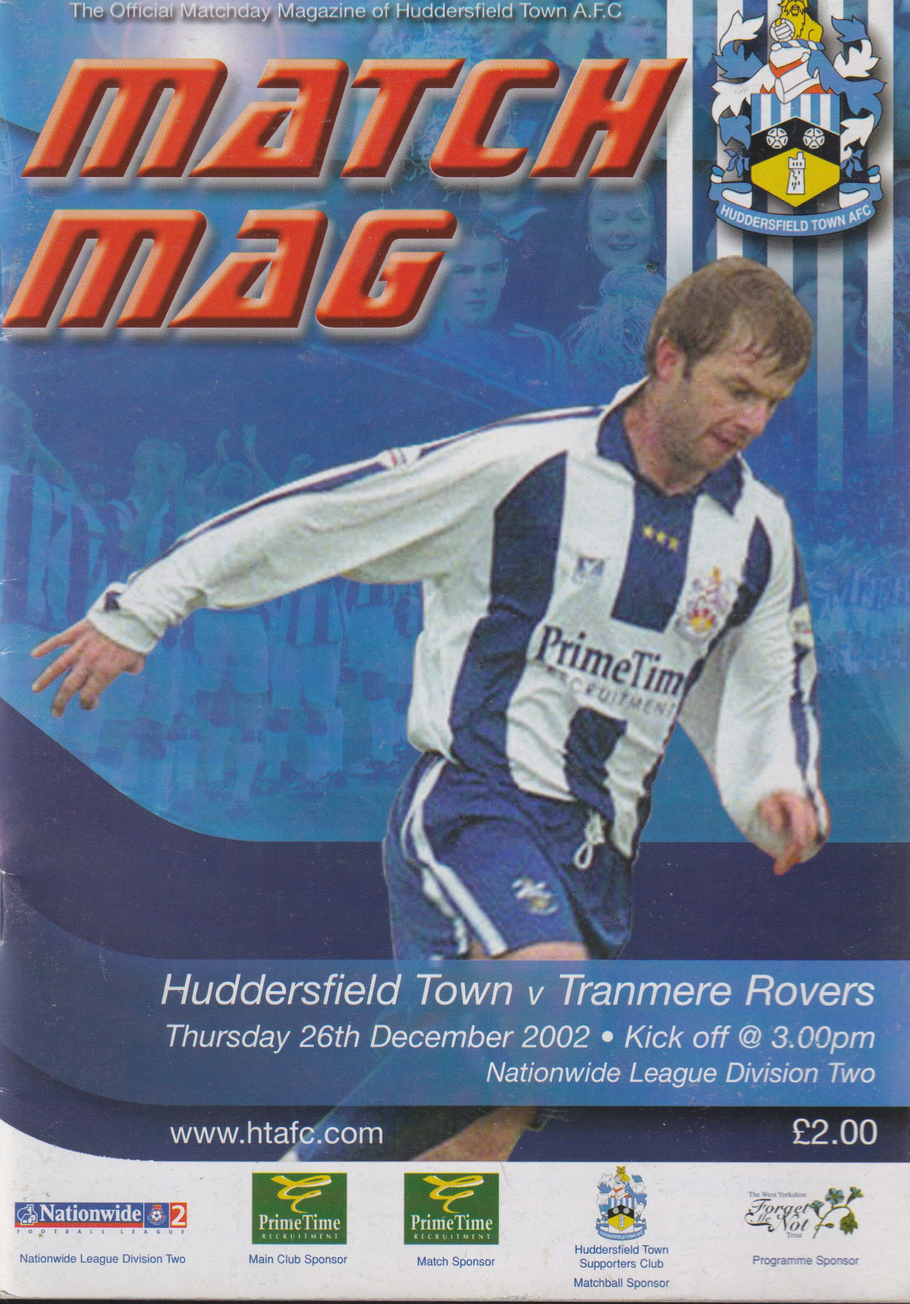 Match Programme For {home}} 1-2 Tranmere Rovers, League, 2002-12-26