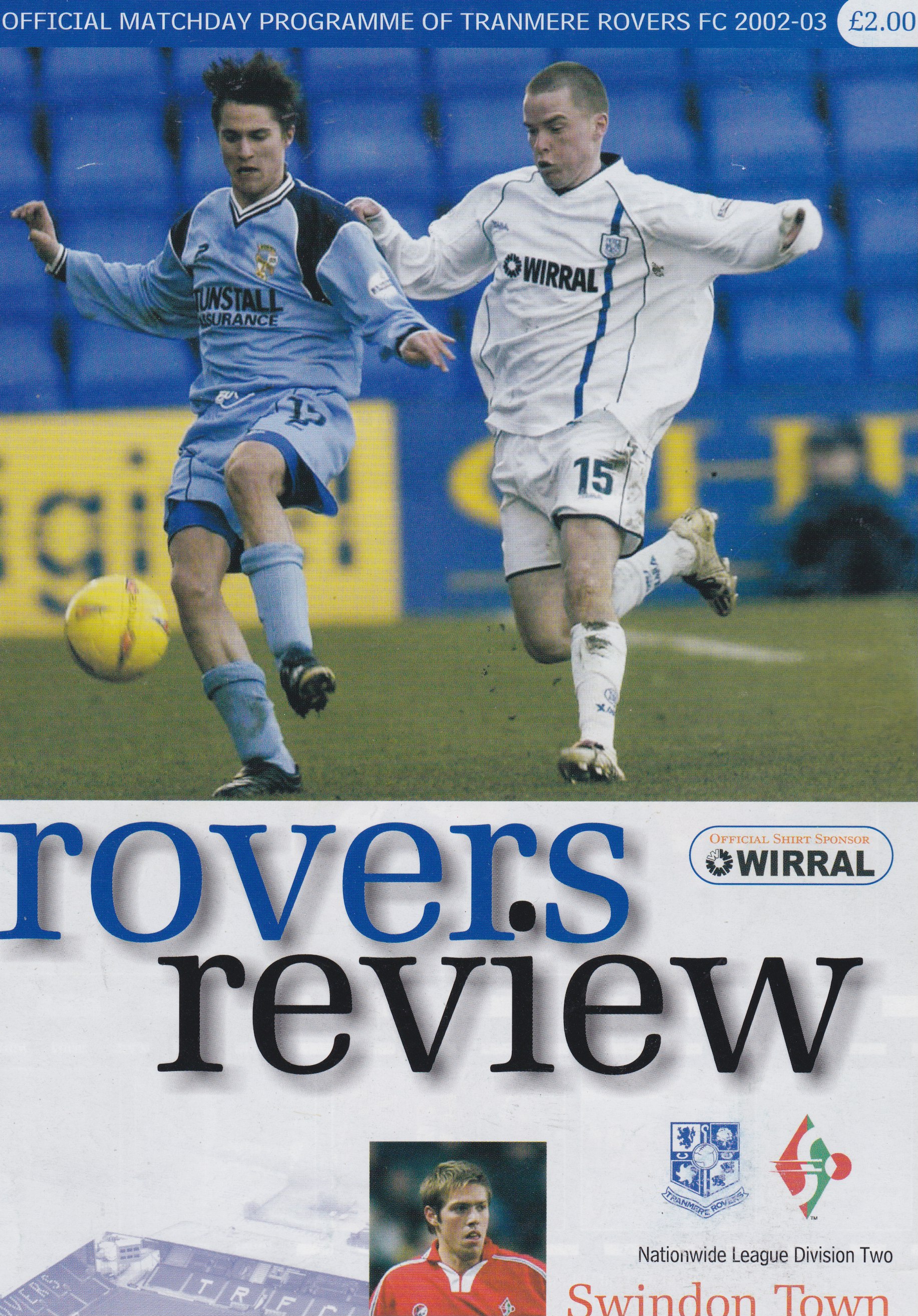 Match Programme For {home}} 0-1 Swindon Town, League, 2003-02-08